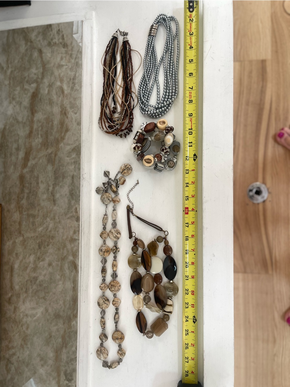 Assorted Women's Beaded Necklaces in Brown, Cream and Silver